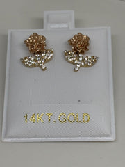 Gold rose earrings 14k