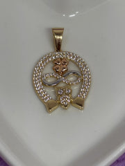 Horseshoe charm with clover,infinity,and Bùho