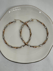 3 Tone Gold Hoops