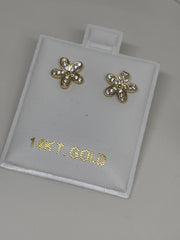 Round flower earring set 14k