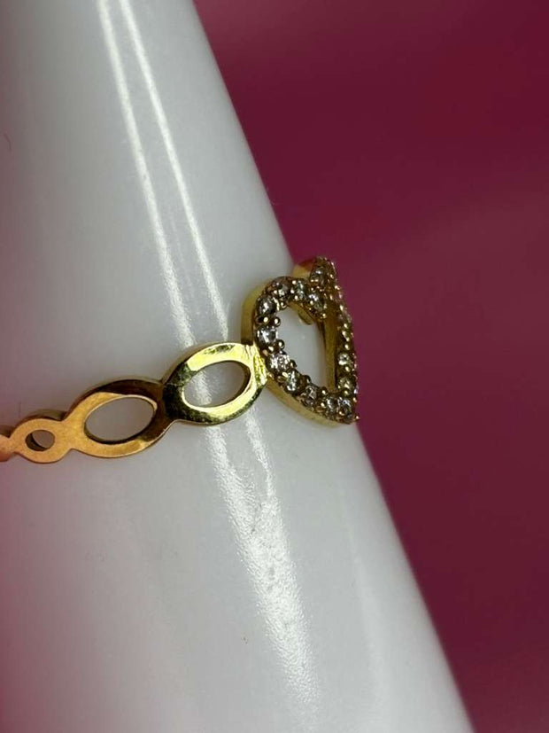 Crystal Outline Heart Ring