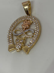 Horseshoe charm with clover,infinity,and Bùho