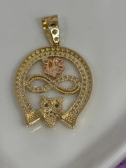 Horseshoe charm with clover,infinity,and Bùho