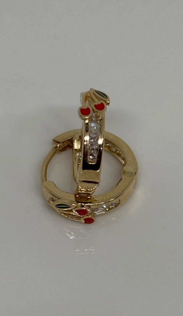 Cherry Mini Hoop Earrings – Cute Red Cherry Dangle Hoops