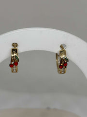 Cherry Mini Hoop Earrings – Cute Red Cherry Dangle Hoops
