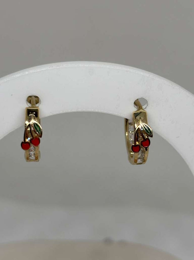 Cherry Mini Hoop Earrings – Cute Red Cherry Dangle Hoops