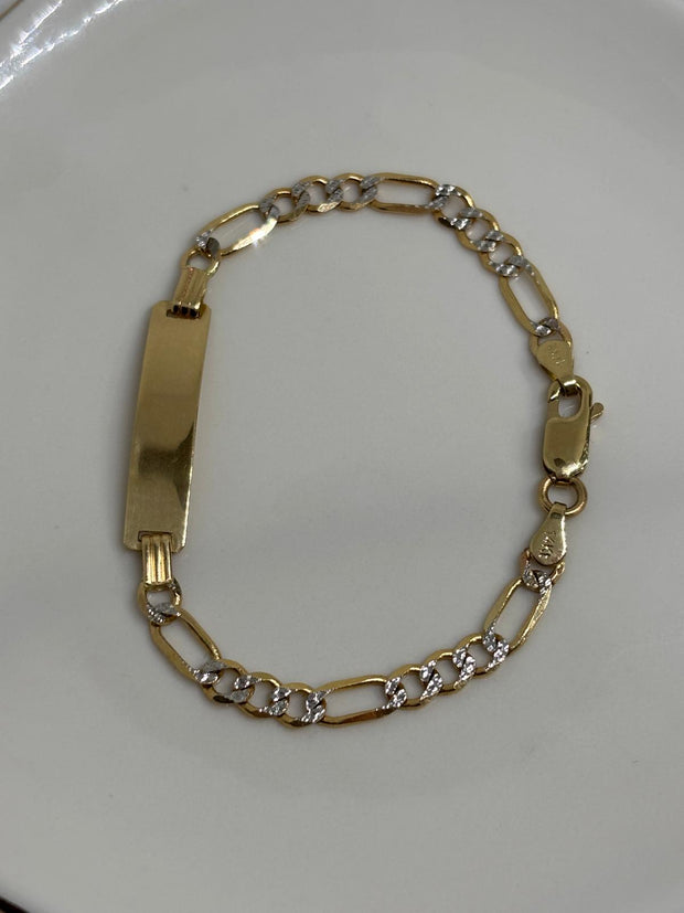 Figaro bracelet with plaque 6”