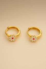 Floral Hoop Earrings – 13.5mm Dainty Flower Hoops