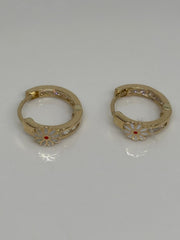 Floral Hoop Earrings – 13.5mm Dainty Flower Hoops