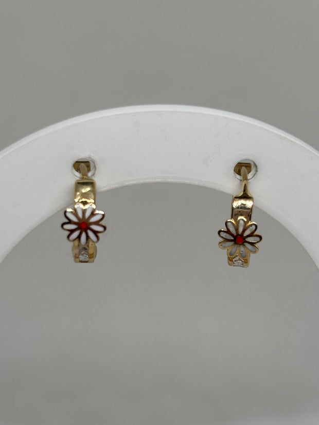 Floral Hoop Earrings – 13.5mm Dainty Flower Hoops